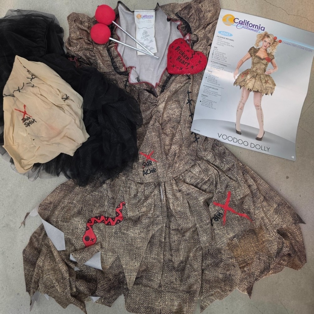 California Costumes Voodoo Dolly Adult Costume Dress Set Brown Red Medium 8-10